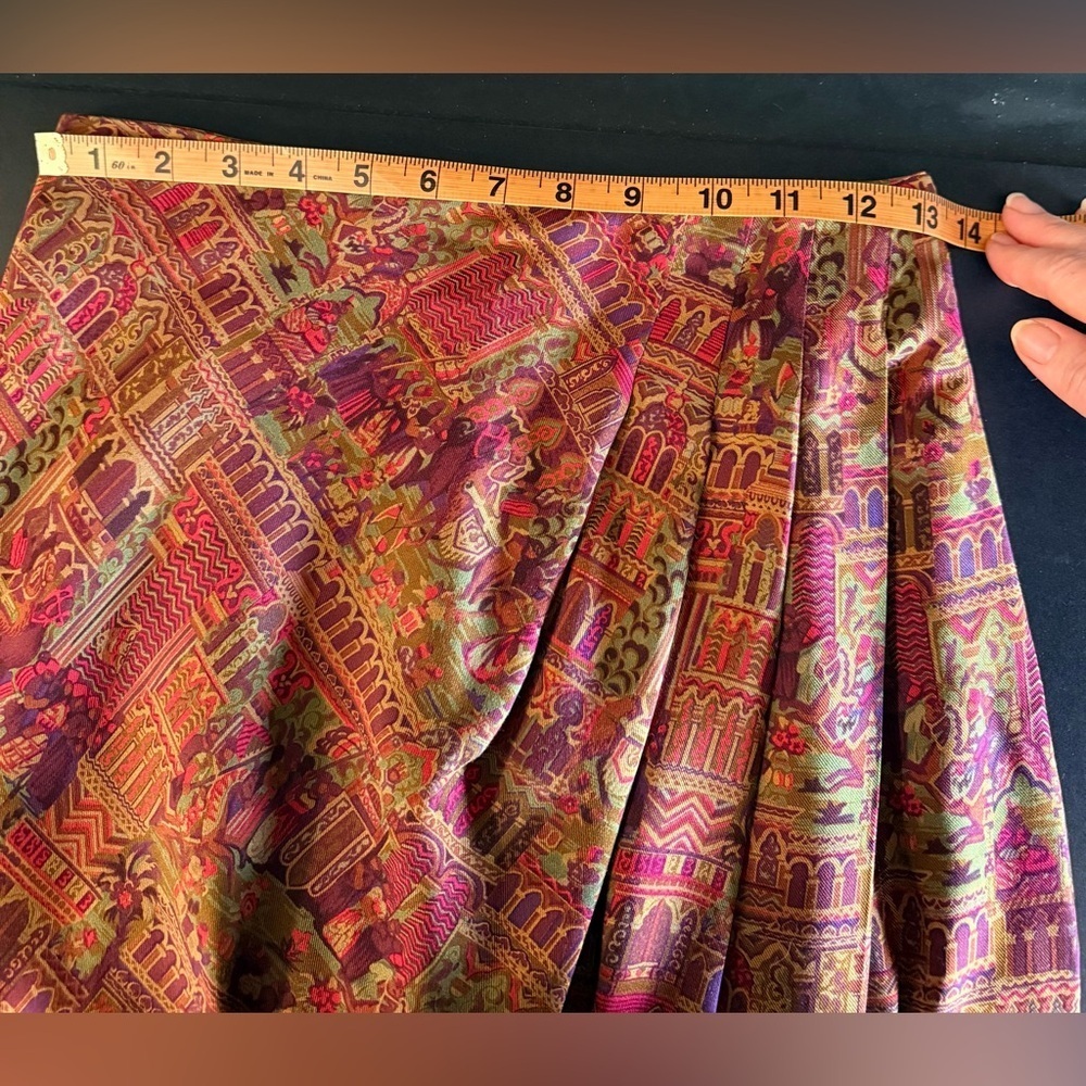 Vintage Linda Allard Ellen Tracy Silk Faux Wrap Skirt Persian Durbar Print 4 EUC - Picture 14 of 14